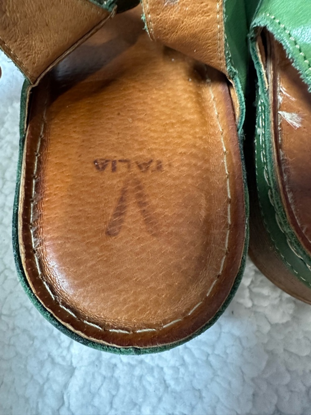V Italia Women's Green Leather Slingback Sandals with Adjustable Strap 41 / 10 - Picture 6 of 8
